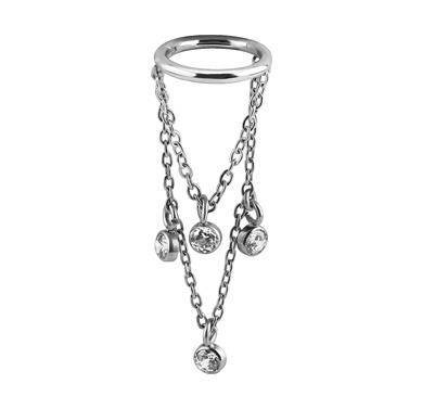 Decorative clicker circle earring - chain - K-022