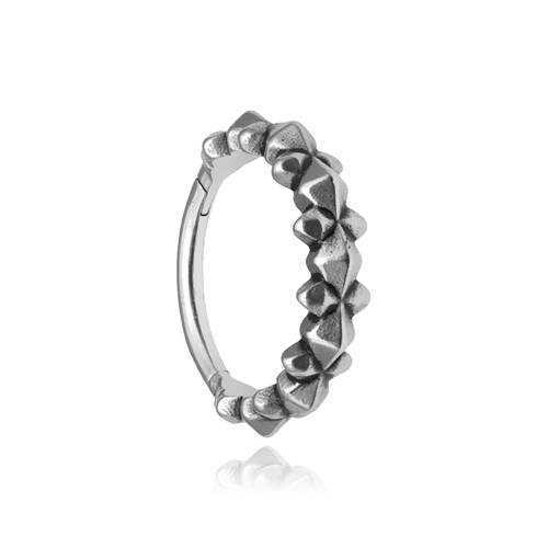 Decorative clicker circle earring - silver - K-019