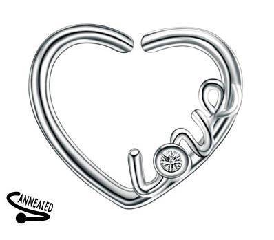 Earring Continuous bifurcated heart Love silver - left - CON-018