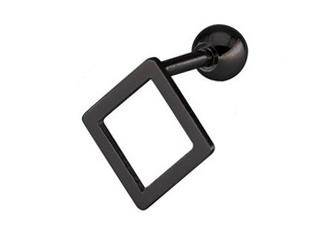 Earring for ear / cartilage square black - CH-023