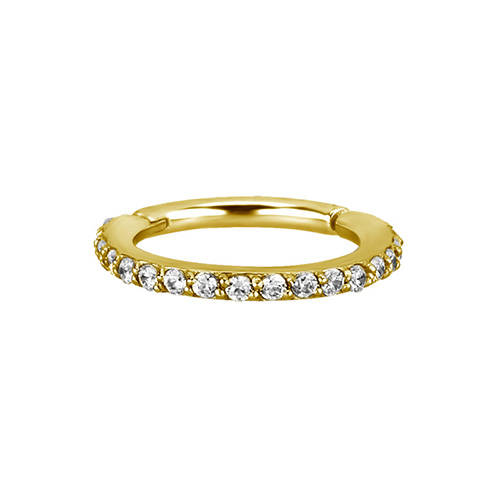 Gold clicker   ring white PREMIUM Zirconia - K-013