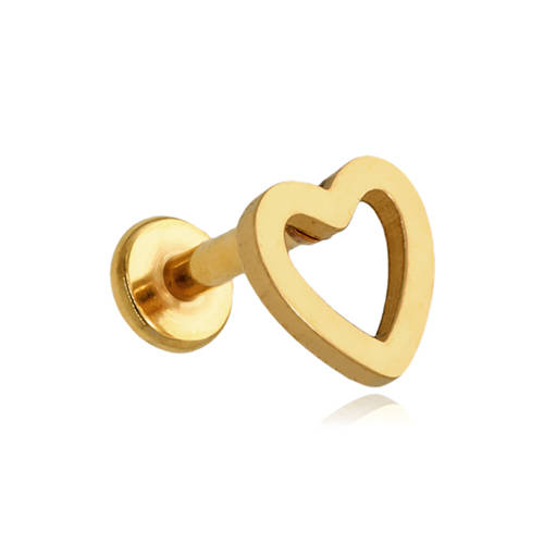 Gold heart labret earring - LGW-042