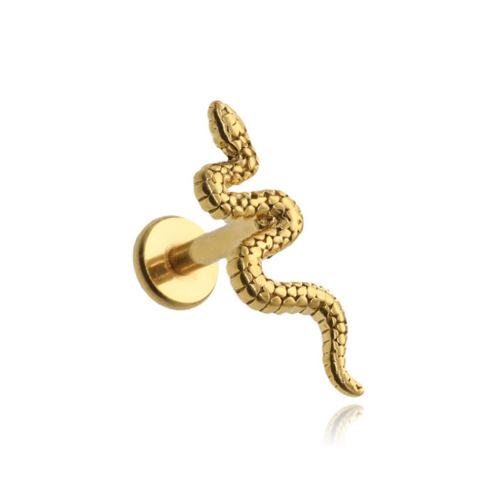 Gold snake labret earring - LGW-041