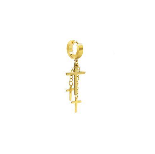 HUGGIE decorative crosses gold earring - KH-010
