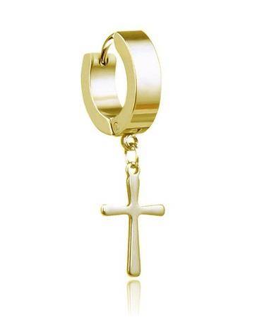 HUGGIE decorative gold cross earring - KH-005