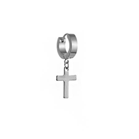 HUGGIE silver cross earring - KH-008