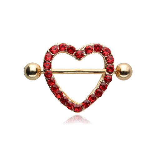 Heart nipple earring red gold - S-010