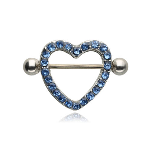 Heart nipple piercing blue - S-010