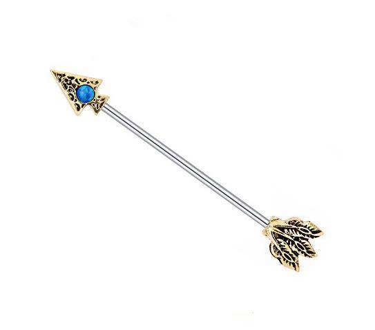 Industrial - gold arrow with blue opal - IND-037