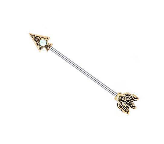 Industrial - gold arrow with white opal - IND-037