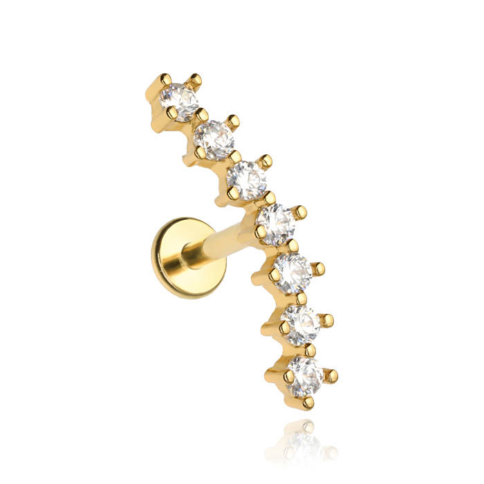 Labret cluster earring with white zircons - gold - LGW-050