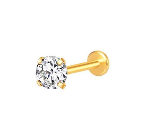 Labret gold with white zirconia - LGW-001