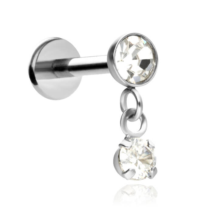 Labret sterling silver ornament with zirconia - LGW-017