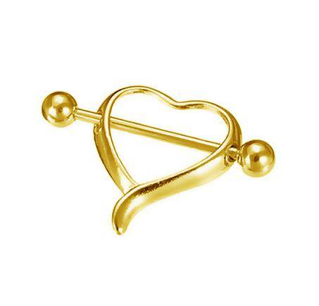 Nipple piercing - heart gold - S-016