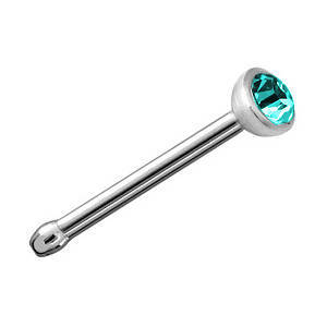 Nose stud with sea blue zirconia - NS-002