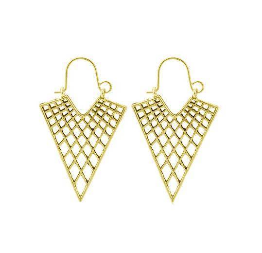 Openwork earrings - gold - KU-051