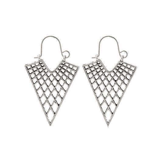 Openwork earrings - silver - KU-051