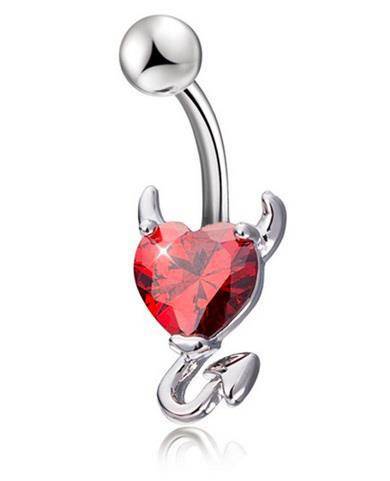 Red devil heart Belly button ring - KP-025