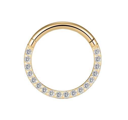 Ring clicker gold with white zirconia - K-003