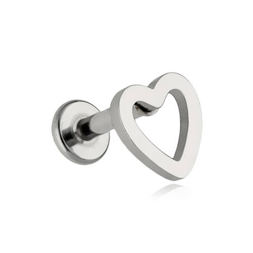 Silver heart labret earring - LGW-042