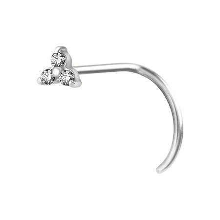 Silver nose stud - white zirconia - NS-022