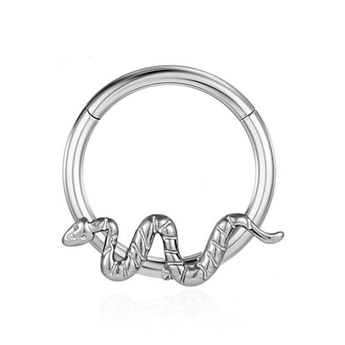 Silver snake clicker ring - K-039