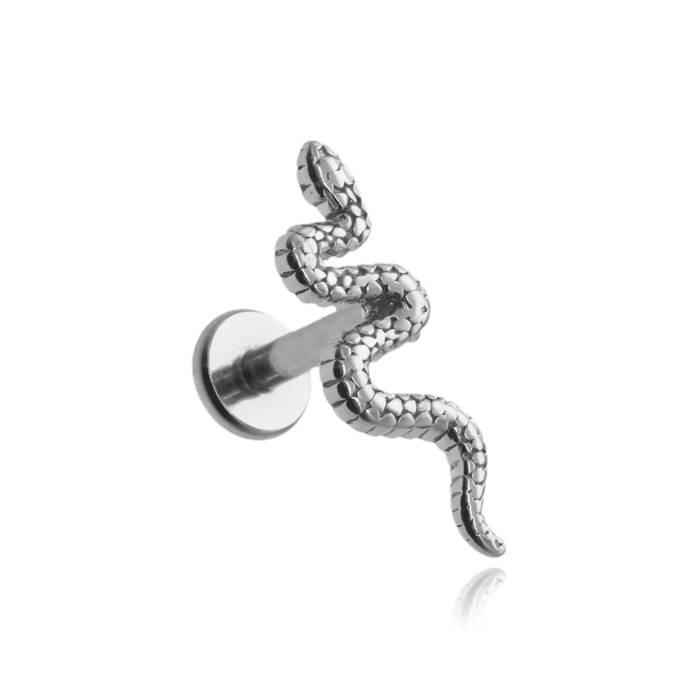 Silver snake labret earring - LGW-041