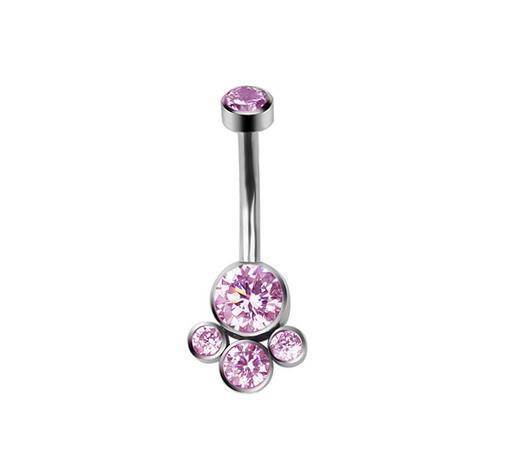 Titanium Belly button ring decorative pink - TPP-013