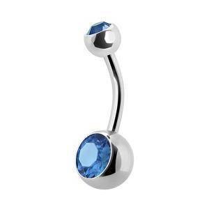 Titanium Belly button ring with blue zircons - TPP-005