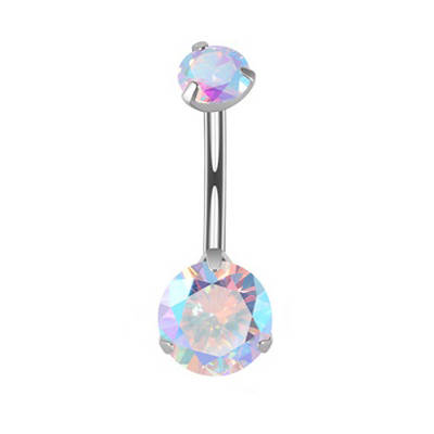 Titanium Belly button ring with iridescent zirconia - TPP-014