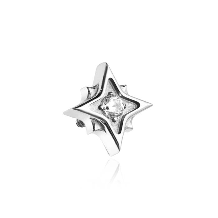 Titanium attachment star with white zirconia - silver - TNA-162