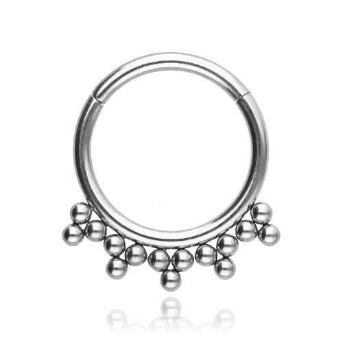 Titanium decorative circle earring clicker - silver - TK-017