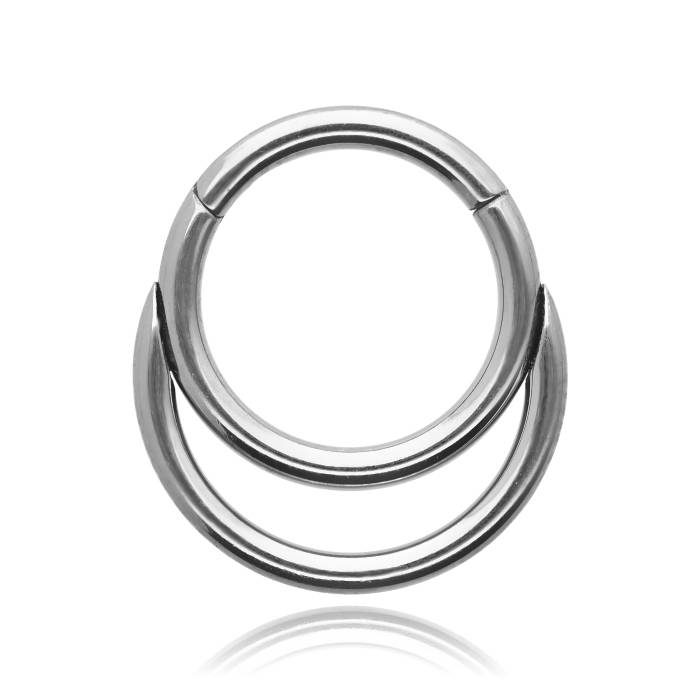 Titanium double clicker ring silver - TK-004