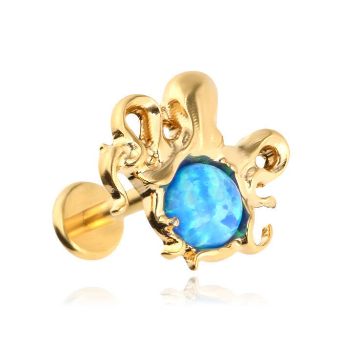 Titanium labret octopus with opal OP05 - gold