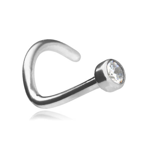 Titanium nose earring with white zirconia - TN-004