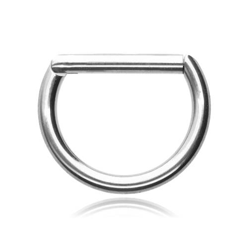 Titanium silver D-ring earring - TK-009