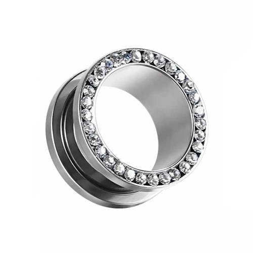 Tunnel - silver with white cubic zirconia - PT-003
