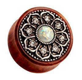 Wooden  plug with flower - ORGANIC - PT-046