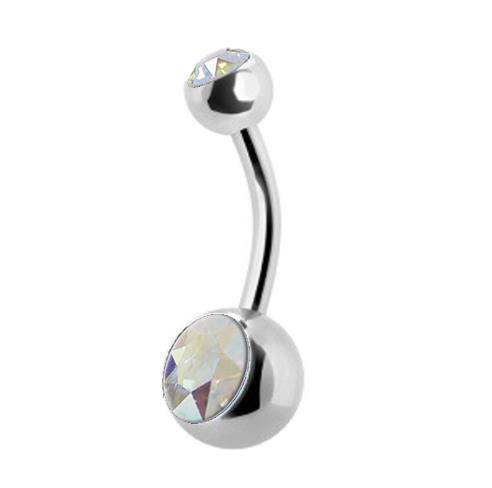 Belly button ring with iridescent zirconia - KP-001-22
