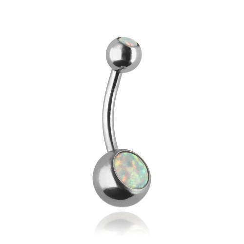 Belly  ring with light blue opal OP17  - KP-016