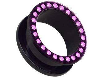 Black acrylic tunnel with pink zircons - PT-013