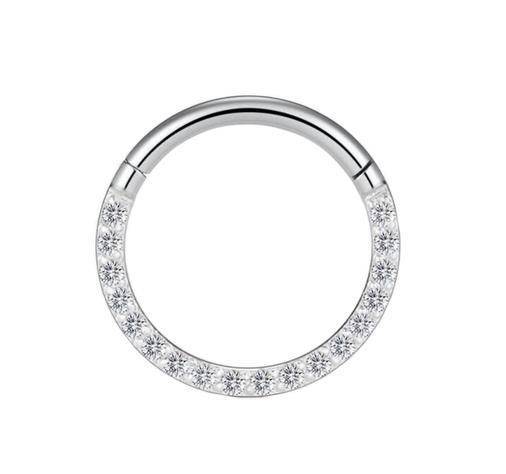 Circle CLICKER silver with white zirconia - K-003