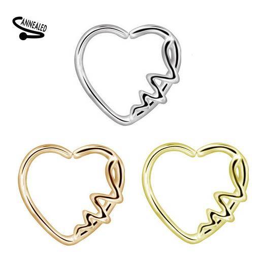 Continuous Bifurcated heart earring rose gold - left - CON-011