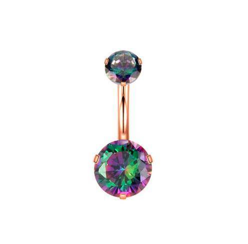 Gold iridescent zirconia Belly button ring - KP-050