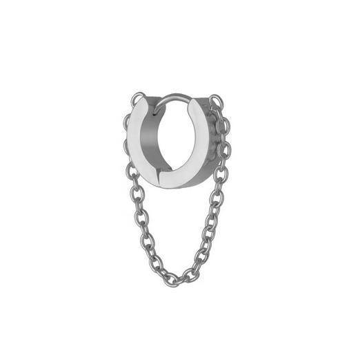 HUGGIE silver chain earring - KH-003