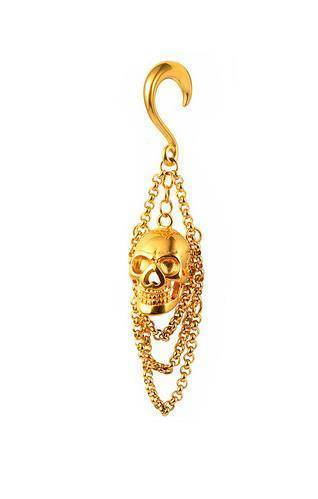 Long skull decorative plug gold - PT-083