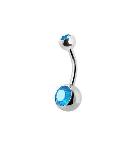Navel earring with blue zirconia - KP-001-12