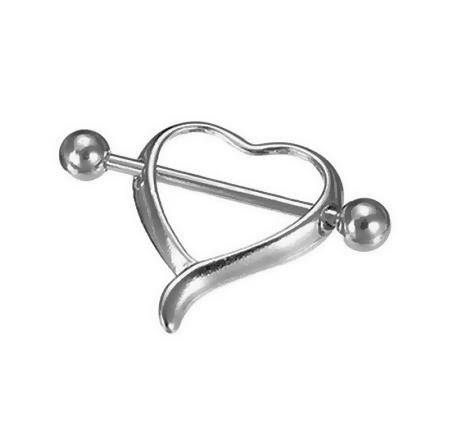 Nipple earring - silver heart - S-016