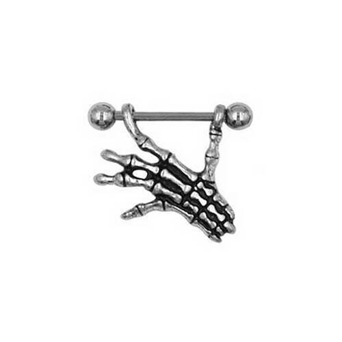 Nipple piercing - hand skeleton - S-001