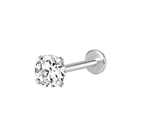 Sterling silver labret with white zirconia - LGW-001